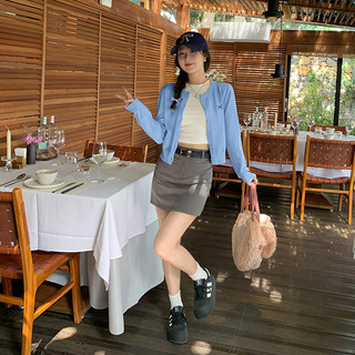 Áo khoác cardigan mỏng tay dài cài một hàng khuy dành cho nữ, thêu nơ, dáng ngắn.