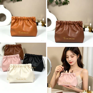 Túi đựng bằng da PU in lá vàng tự đóng Ví đựng tiền xu nhỏ di động
