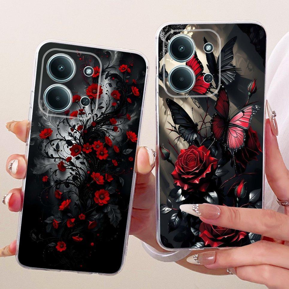 Dành Cho Xiaomi Poco C85 4G Redmi 15c 4G Ốp Điện Thoại Hoa Sang Trọng Họa Tiết Nơ Màu Hồng Vỏ Bướm Mềm Trong Suốt Chống Rơi
