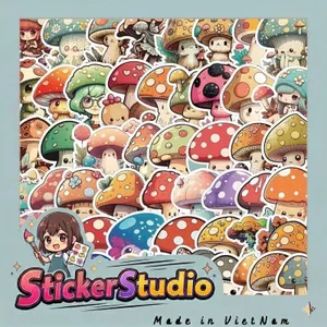 Set 100 Sticker Mẫu những cây nấm lùn cute Chống Nước Dán Laptop Vali Mũ Bảo Hiểm Sổ Tay