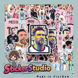 Set Sticker Cầu thủ đá banh Messi Chống Nước Dán Laptop Vali Mũ Bảo Hiểm Sổ Tay