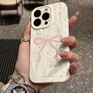 Dành Cho IPhone 17 16 15 14 13 12 11 Pro Max X XR XS Max 7 8 Plus Màu hồng lớn Bowknot xếp li trường hợp