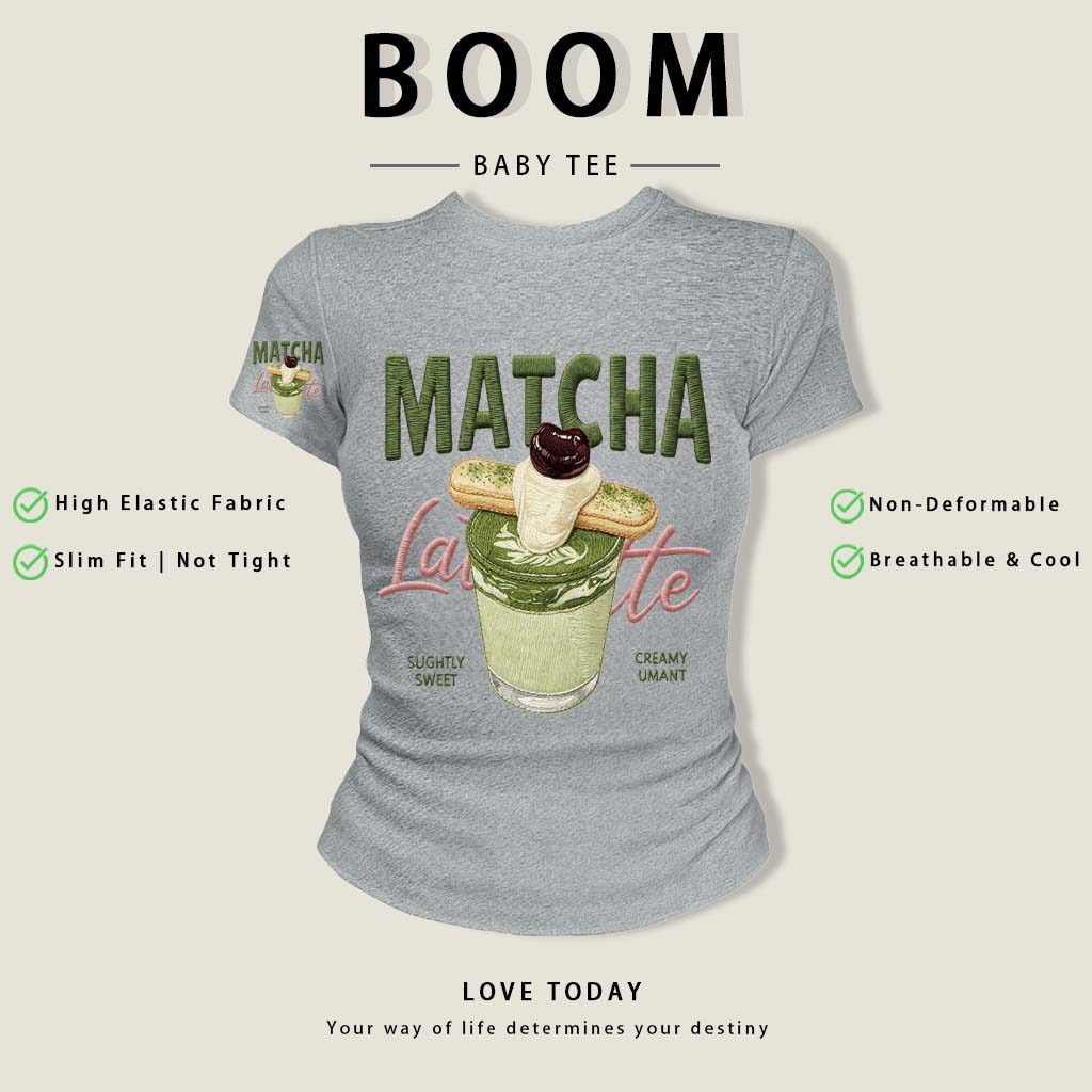 BOOM Áo thêu Baby Tee Nữ Cotton Ôm Body-Áo Thun Ngắn Tay Y2K In Hình PhongCách Mùa Hè, Cổ Tròn Hàng Đầucách hàn phong 02