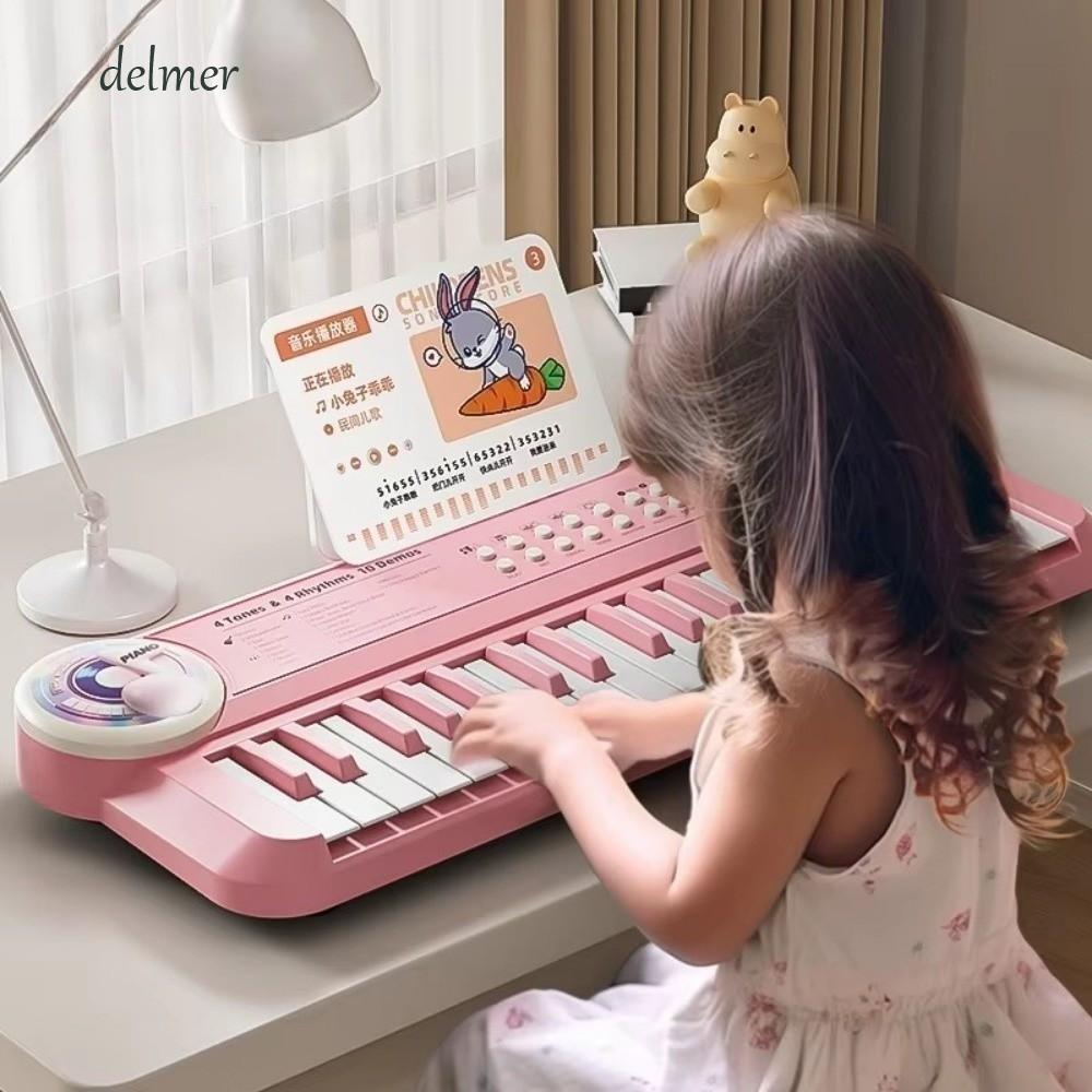 Đồ chơi âm nhạc DELMER, có micrô 37 phím Bàn phím đàn piano trẻ em, Đồ chơi giáo dục Sinh nhật điện tử Đàn piano điện tử đa chức năng Chơi tương tác