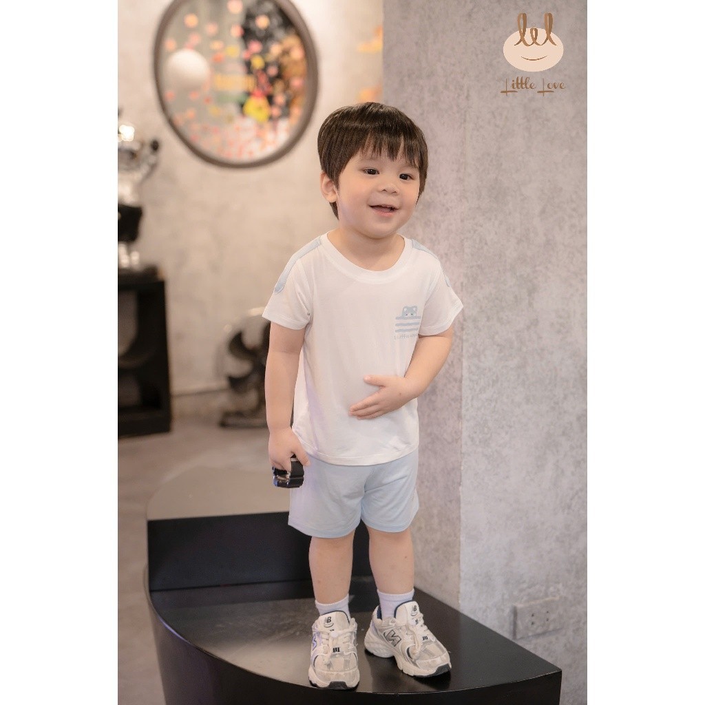 Bộ cộc tay chất vải sợi tre kháng khuẩn [ mềm, mát, mỏng, co dãn & thấm hút tốt]  dành cho bé từ 6m-4y  (HCT01)