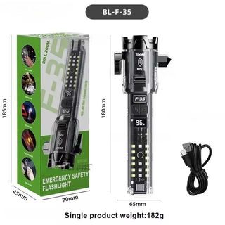 Đèn Pin F35 Siêu Sáng LED - 6 Chế Độ, Còi Cảnh Báo, Dụng Cụ An Toàn & Sạc Điện Thoại, Chống Nước