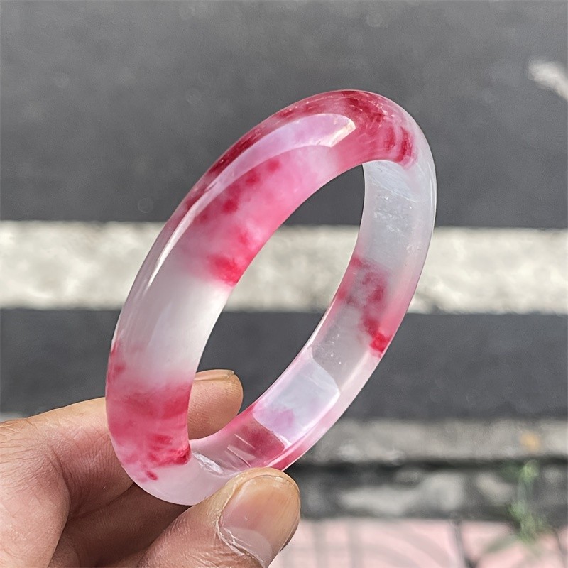 Đá vòng tay thạch anh hồng hoa nổi từ đá tự nhiên trong suốt - Quà tặng lý tưởng cho người trẻ