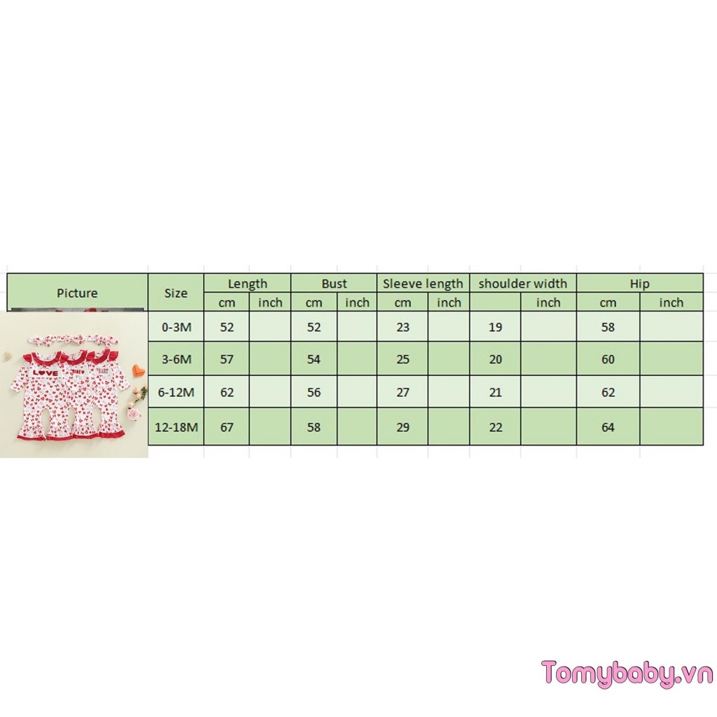 Bộ áo liền quần in hình nơ trái tim dài tay mùa thu cho bé gái có băng đô cho ngày lễ tình nhân
