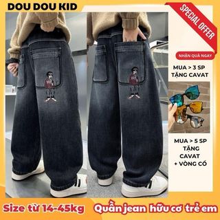 [DOU DOU KID] QJ30 Quần Jean Thêu Hình Cá Tính Ho Bé 11-45kg,Chất Jean Mềm Mại Chính Phẩm
