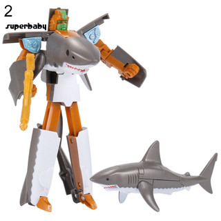 (Superbaby) Đồ chơi Cá heo / Hình cá mập Robot nhựa giáo dục Đồ chơi mô hình cá voi cho trẻ em
