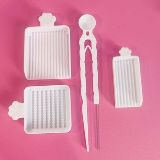 WOOLYNOOK Bộ khay chọn hạt cầu chì 3/4/5 cái/bộ, Nhíp kim đơn DIY, Hạt 2.6mm, Hạt nhựa cầm tay, Bộ đệm hiệu quả