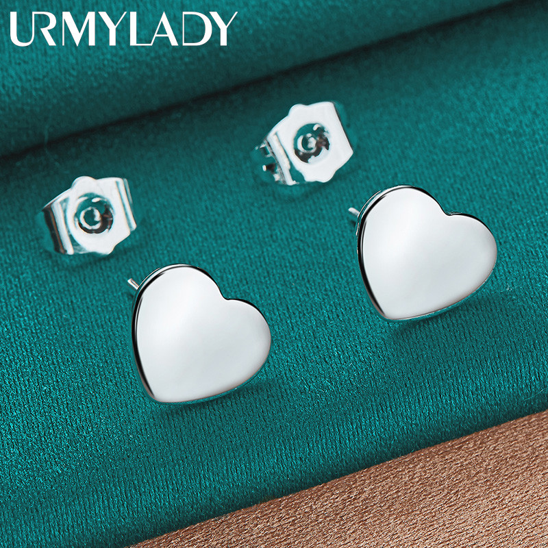 URMYLADY - Bông tai bạc 925 hình trái tim mịn, phù hợp tiệc cưới, trang sức thời thượng