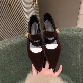 Giày Cao Gót Nữ Mũi Nhọn Gót Dày Có Velcro