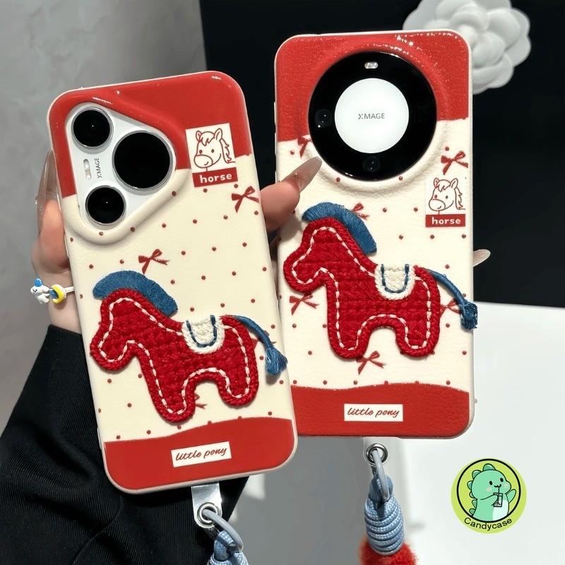Ốp Điện Thoại Pony Năm Mới Dễ Thương Cho Honor Magic 8 7 6 5 4 Pro Plus Lite 5G 4G Vỏ Sang Trọng Hoạt Hình Ngựa Chấm Bi Da PU Vỏ Mềm