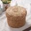 Giỏ đựng đồ dệt CHEESELY, Dệt thủ công có nắp Hộp đựng ống hút, Ống hút lúa mì Hình tròn Phong cách mộc mạc Màu nâu Giỏ đựng quà tặng lưu trữ mỹ phẩm