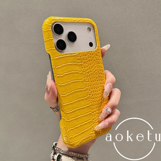 Thích hợp cho ốp điện thoại Apple 17 có họa tiết cá sấu màu cam, bề mặt bóng iPhone 17 Promax, chống rơi 16Pro, 15 đơn giản, hộp tản nhiệt nửa gói 14 / 13 / 12 / 11