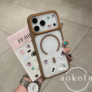Sáng tạo cửa sổ lớn từ tính DIY cà phê mèo dán vỏ điện thoại thích hợp cho iPhone 11 12 13 14 15 16 17 Pro max mờ bao gồm tất cả vỏ chống rơi