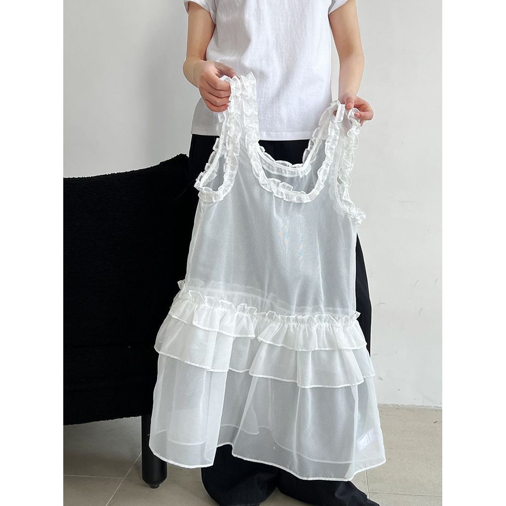 Milyfashion Lớp Không Tay Nấm Cạnh Cổ Gạc Bánh Sling Lớp Giữa Chiều Dài WJ4I