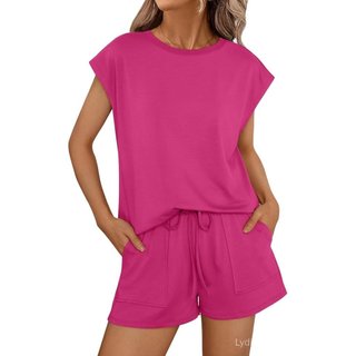 [Khuyến mãi 10%] Quần áo plus size nữ xuân hè, cổ tròn dáng rộng, bộ đồ hai mảnh ngắn tay