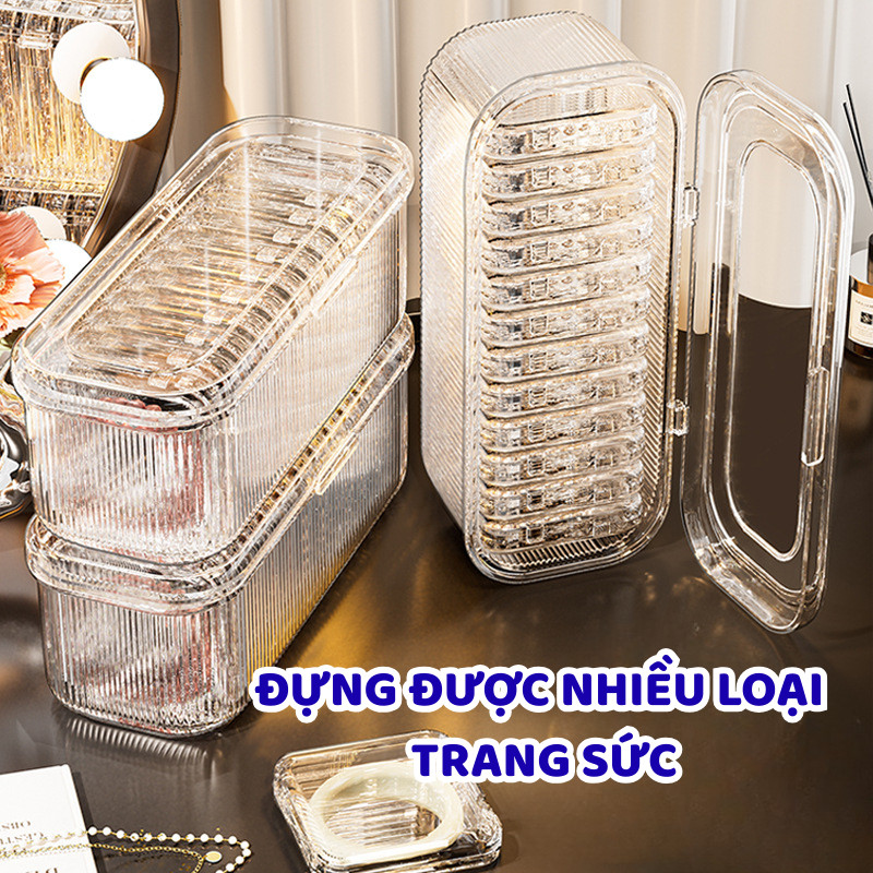 Hộp Bảo Quản Trang Sức Trong Suốt Có Nắp DINO– Chất Liệu PET, PS– Đựng Nhẫn, Vòng Tay Gọn Gàng