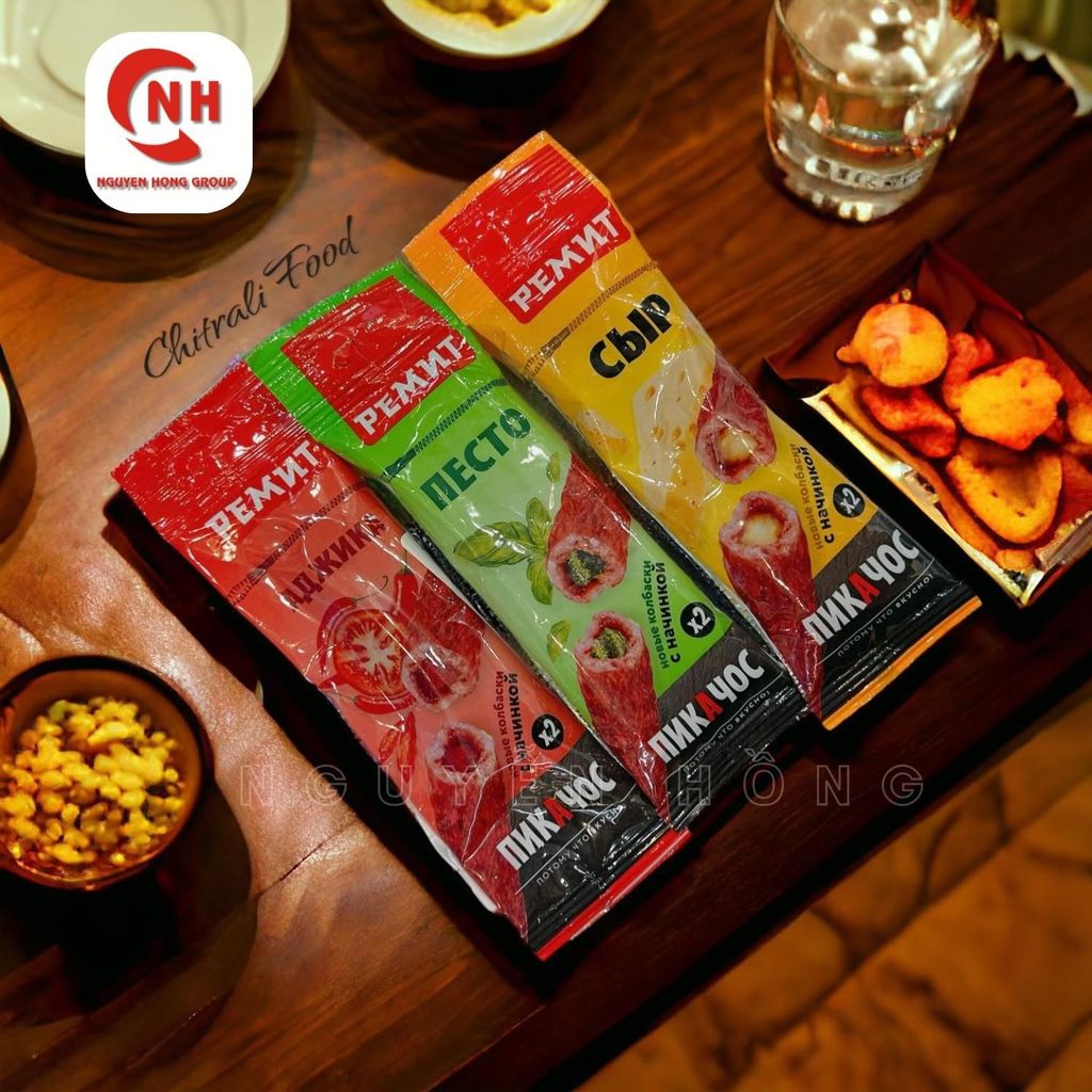 Salami xúc xích hun khói nhân phô mai 40g Remit Nga Food Thức Ăn
