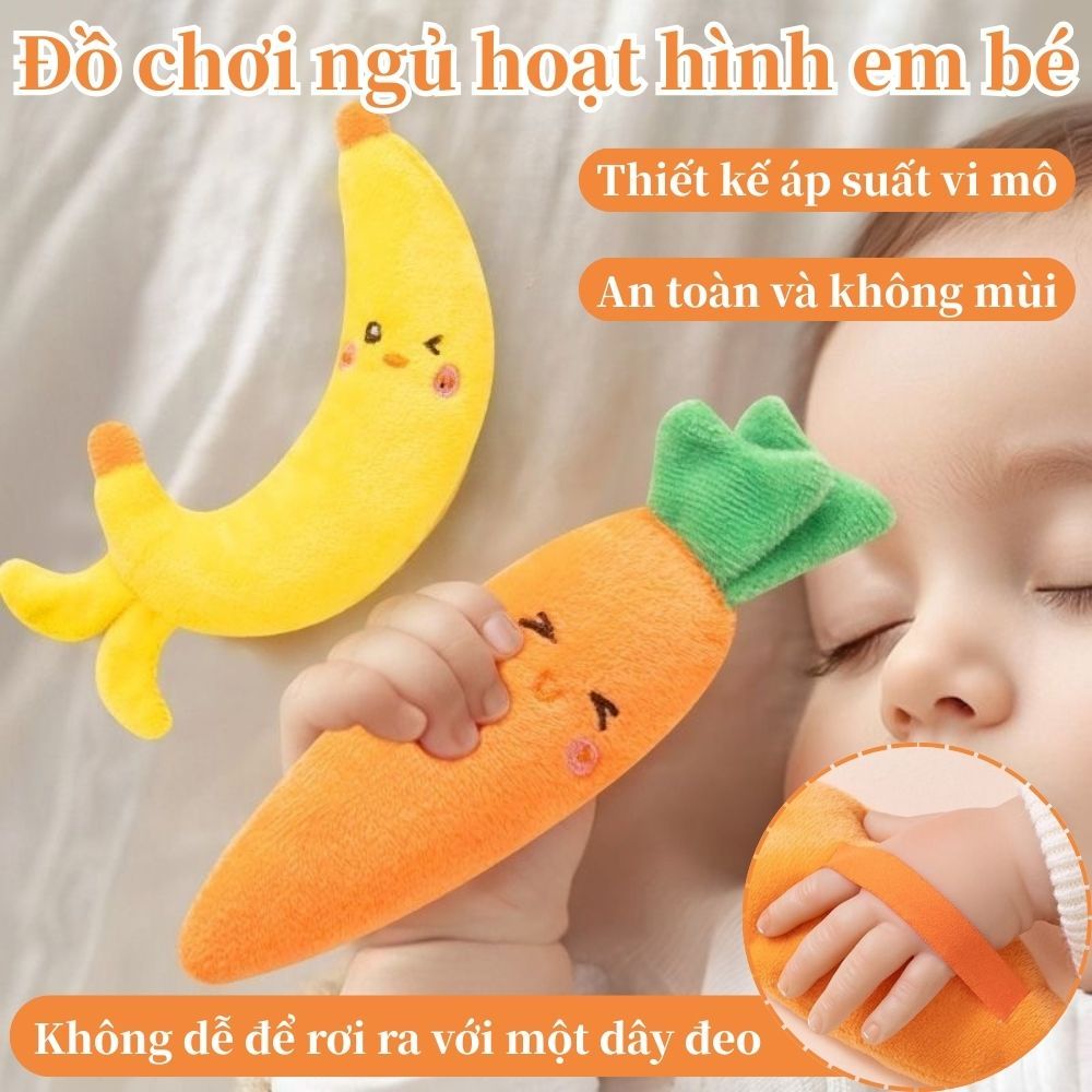 Đồ chơi an ủi trẻ sơ sinh Cà rốt/Chuối hình tay cầm hỗ trợ phát triển giác quan cho xe đẩy cũi sử dụng du lịch