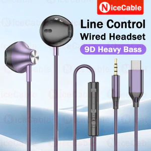 Âm Thanh Bass Nặng Âm Thanh Tai Nghe Loại C / 3.5MM Jack Line Điều Khiển Tai Nghe Có Dây Khử Tiếng Ồn Tai Nghe In-Ear Có Mic HD
