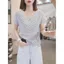 Mẫu mới áo thun nữ mỏng dành cho mùa hè, cổ chữ V, thiết kế thời trang và thoáng mát