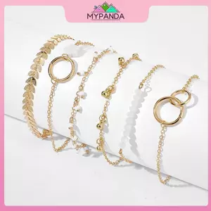 Vòng tay MYPANDA sel dành cho nữ với thiết kế chuỗi lớp lá hình học.