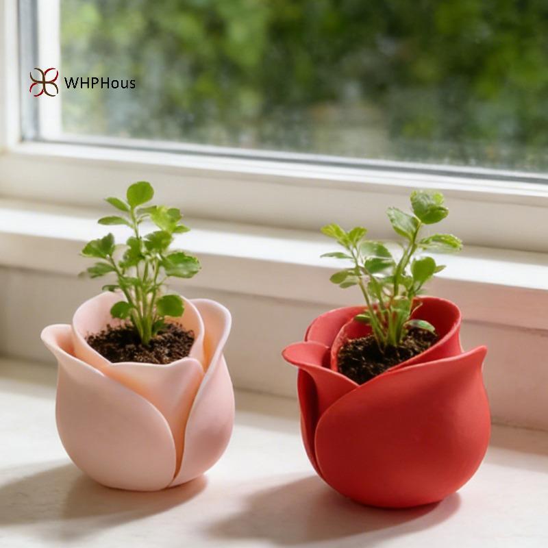 < WHPHous-t > Chậu cây hoa hồng Mini Bình hoa sáng tạo Máy trồng để bàn Chậu trang trí văn phòng tại nhà nhỏ Đẹp