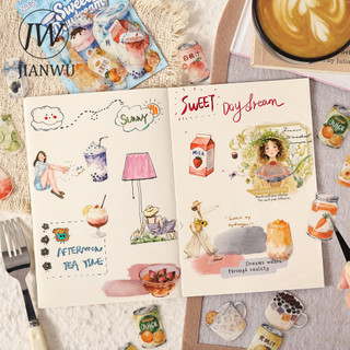 JIANWU Uống Dòng Ánh Sáng Vintage Cà Phê Uống Phong Cảnh Chất Liệu Cắt Dán PET Sáng Tạo DIY Tạp Chí Văn Phòng Phẩm