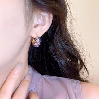 Ánh Sáng Sang Trọng Màu Tím Zircon - Vòng Bông Tai Phù Hợp Cho Người Nổi Tiếng
