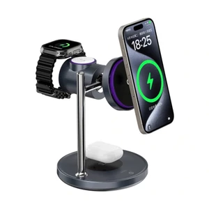 Dock Sạc Không Dây 3in1 WiWU Wi-W041 Qi2 25W Tích Hợp Quạt Tản Nhiệt Cho iPhone Apple Watch Base