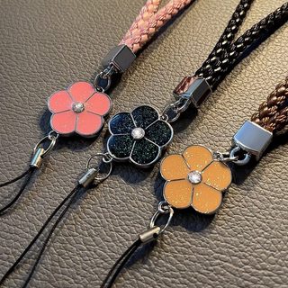 Sáng Bóng Bốn Lá Camellia Điện Thoại Da PU Tươi Lấp Lánh Hoa Dây Đeo Cổ Tay Bling Kim Cương Giả Tay Ngắn Chống Mất Sang Trọng Cho Bé Gái Cho Mùa Xuân Hè
