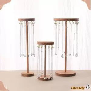 Sắp xếp vòng cổ CHEESELY, Đế trưng bày trang sức có thể tháo rời bằng gỗ, Giá đựng đồ trang sức vòng tròn dọc đơn giản