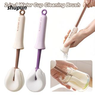 Bàn chải làm sạch cốc nước SHUPUN, Bàn chải cốc gia dụng 2 trong 1 được xử lý dài, Dụng cụ làm sạch bàn chải di động Miếng bọt biển làm sạch cốc