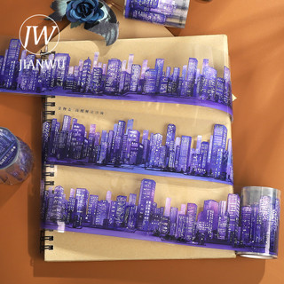 JIANWU 60mm * 5m Vintage Màu Tím Xây Dựng Phong Cảnh Chất Liệu Cắt Băng Thêu Sò PET Sáng Tạo DIY Tạp Chí Văn Phòng Phẩm