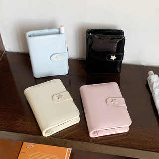 Ngọt Ngào Phong Cách Ngắn Nữ Ví Nhiều Thẻ Bao Da PU Dung Tích Lớn Ghi Nhớ Notebook Khóa Tiện Lợi Ngân Hàng Thẻ Ví