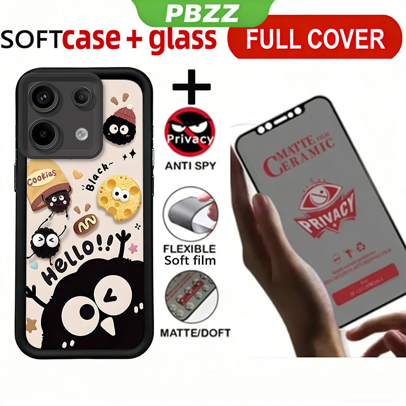Chống riêng tư bằng gốm sứ với vỏ kính cường lực cho REDMI NOTE 13 4G REDMI NOTE 13 PRO 5G Vỏ điện thoại Softcase thẩm mỹ dễ thương cho bé gái JTMHSMQ1