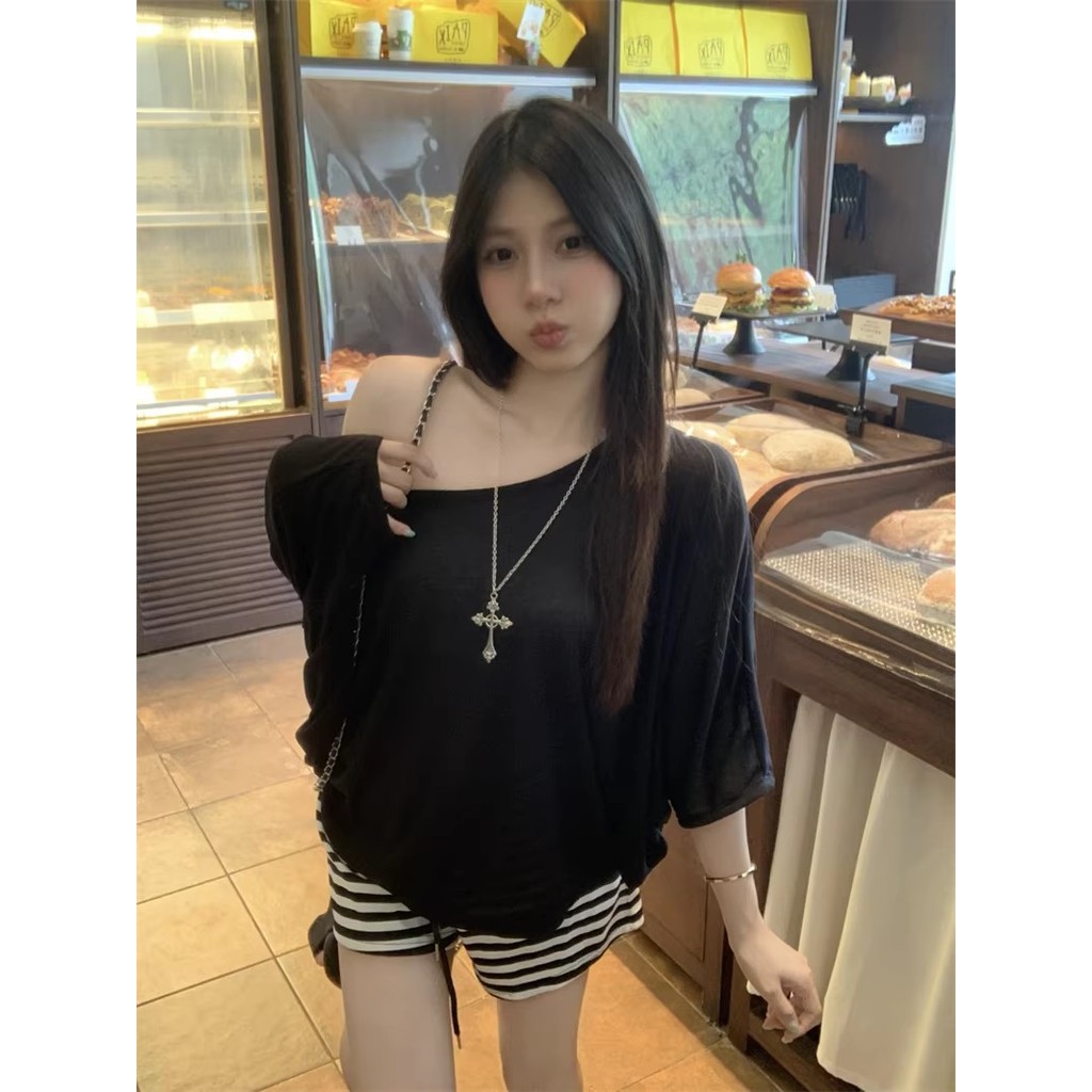 SUXI Mùa hè áo ren dài tay màu trơn nhẹ nhàng 260413