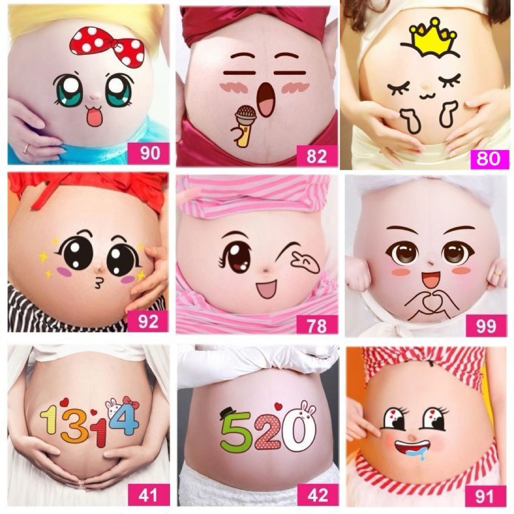 Decal Miếng Dán Bụng Bầu Dễ Thương Chụp Ảnh Lưu Lại Kỷ Niệm Thai Kỳ Sticker Cute DouDou A44