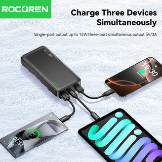 Rocoren 20000mAh Power Bank Pin di động sạc nhanh 15W 20000 Mah Powerbank