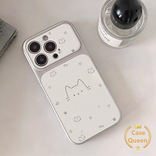 Vỏ Mèo Hoạt Hình Dễ Thương Đơn Giản Tương Thích Cho IPhone Air 14 16 13 15 17 11 12 Pro Max XR 16 14 15 Plus 17 16 14 12 13 Pro Vỏ Họa Tiết Da Sáng Tạo Sang Trọng