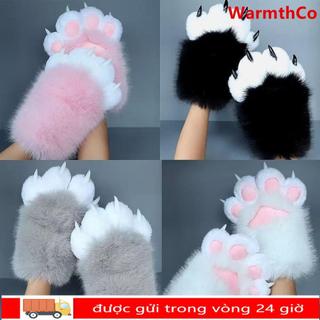 WARMTHCO Cosplay Găng Tay Mèo, Làm Dày Sang Trọng Móng Vuốt Mèo Găng Tay, Hoạt Hình Động Vật Squeaking Cosplay Găng Tay Đạo Cụ