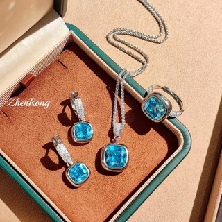Đá quý aquamarine đính kim cương nhiều màu sắc, phù hợp với nữ