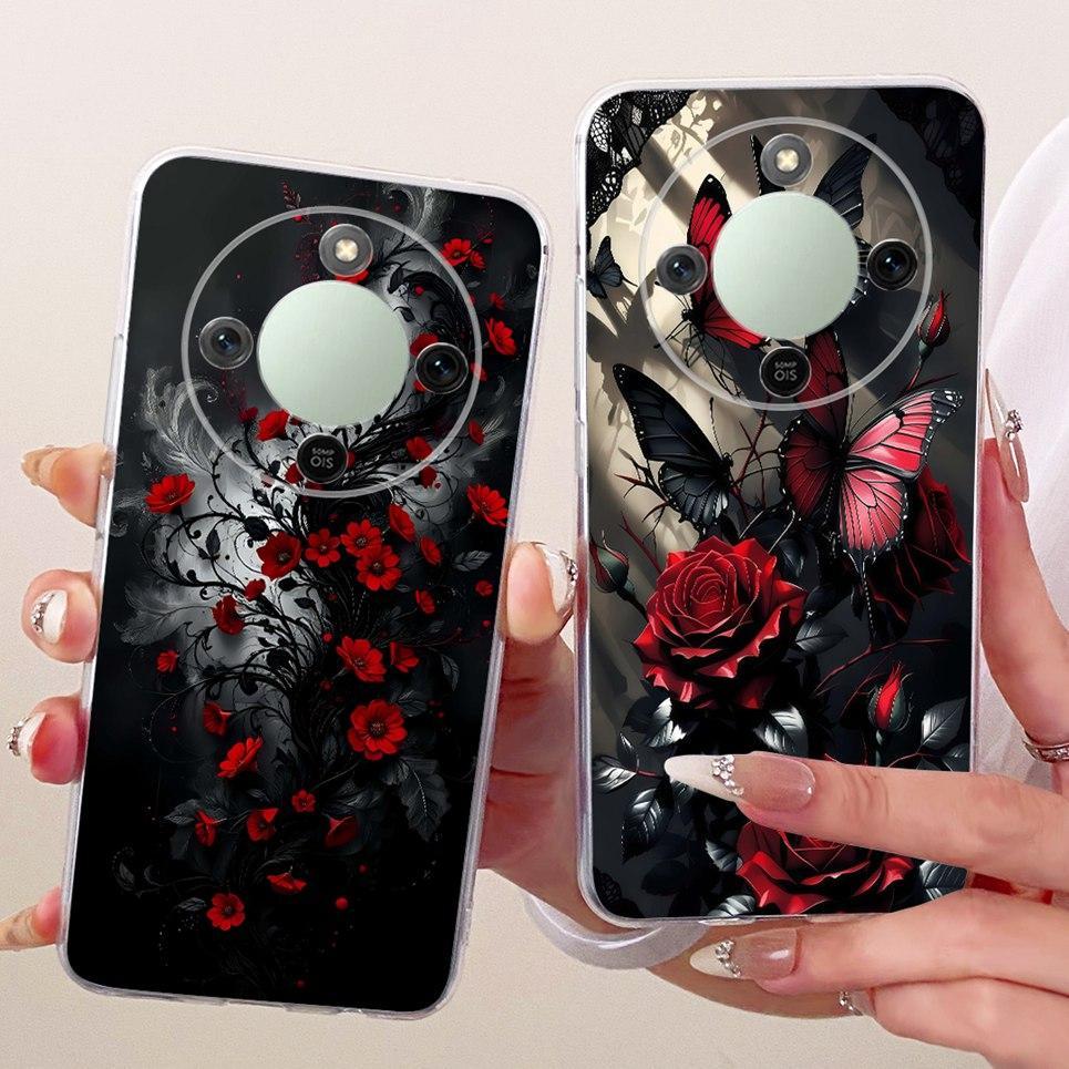 Dành Cho Honor X9D X70 5G Magic8 Lite Magic 8 Lite Ốp Điện Thoại Hoa Sang Trọng Họa Tiết Nơ Màu Hồng Vỏ Bướm Mềm Trong Suốt
