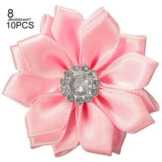Cửa hàng tốt nhất| 10 Chiếc 4cm Satin Ruy Băng Hoa Sáng Bóng Đính Kim Cương Giả DIY Cưới Thủ Công