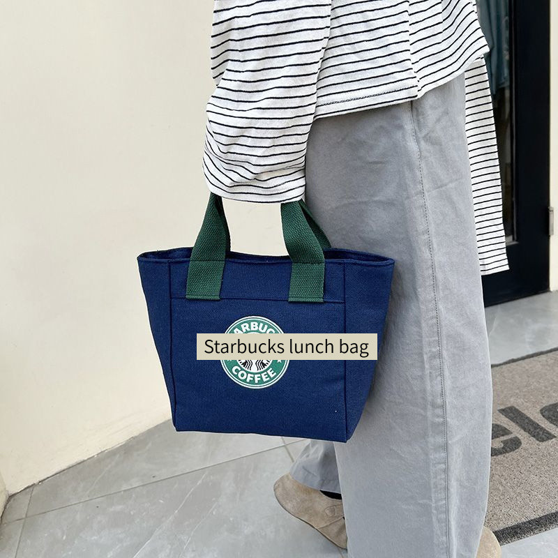 Starbucks Bố Túi Vải Di Động Cốc Nước Vị Trí Hộp Cơm Trưa Túi Mẹ Túi Đựng Đồ Ăn Trưa Học Sinh Dung Tích Lớn Làm Việc Mua Sắm