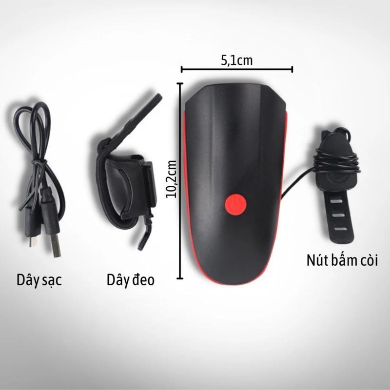 Đèn Xe Đạp Thể Thao Siêu Sáng, Có Còi, Pin Sạc USB, Chống Nước, Phụ Kiện Xe Đạp Hm
