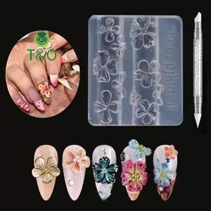 1 / 3 Khuôn khắc móng tay Hoa Lily 3D Silicone Hawaii Hoa dâm bụt Cánh hoa Mẫu mô hình Dụng cụ làm móng trong suốt [mới]
